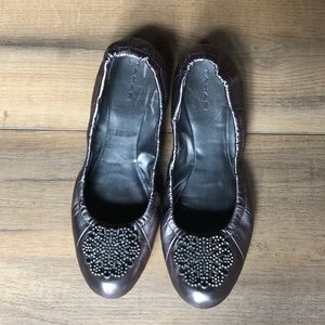 Tahari Silver Flats with Flower Detail